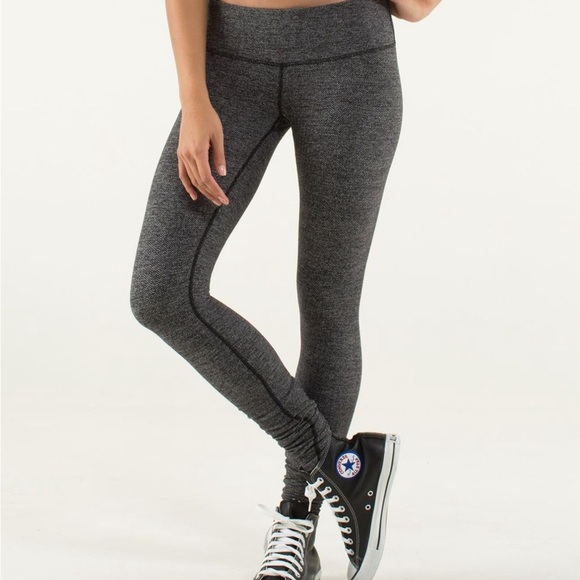 Leggings Lululemon Wunder Under Pant Heathered Herringbone Heathered Black 8 - Picture 3 of 14